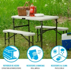 Lifetime Ultra-Resistant Folding Table With 2 Benches Set 106 X 61 X 74 Cm UV100 -Robens Sales Store lifetime ultra resistant folding table with 2 benches set 106 x 61 x 74 cm uv100 3