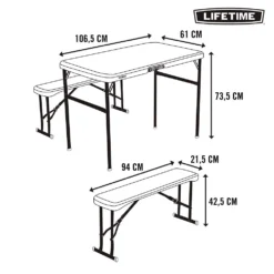 Lifetime Ultra-Resistant Folding Table With 2 Benches Set 106 X 61 X 74 Cm UV100 -Robens Sales Store lifetime ultra resistant folding table with 2 benches set 106 x 61 x 74 cm uv100 7