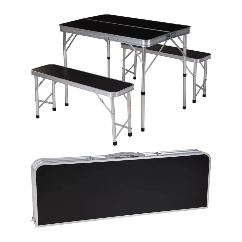Foldable Camping Table Set With 2 Benches 1 Foldable Camping Table Set With 2 Benches