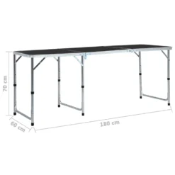 VIDAXL Foldable Camping Table Aluminium 180X60Cm -Robens Sales Store vidaxl foldable camping table aluminium 180x60cm 3